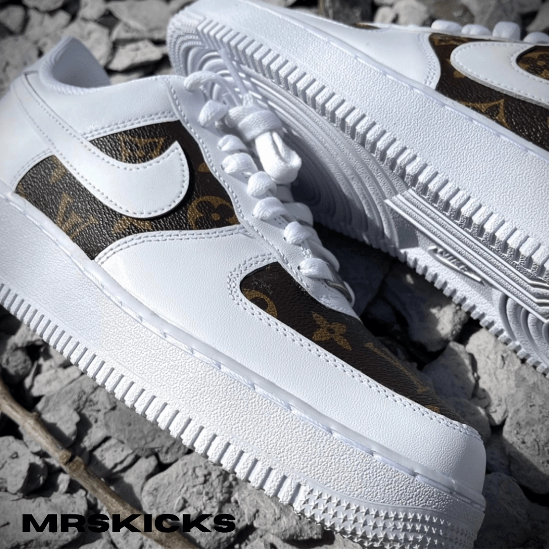 Custom Brown Tan Lv Airforce 1 Flexible Cushioned heel