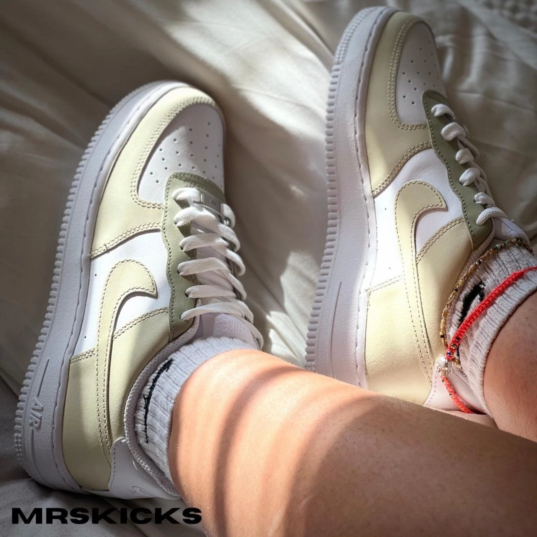 Custom Cream Airforce 1 Formal Mode Coastal vibe