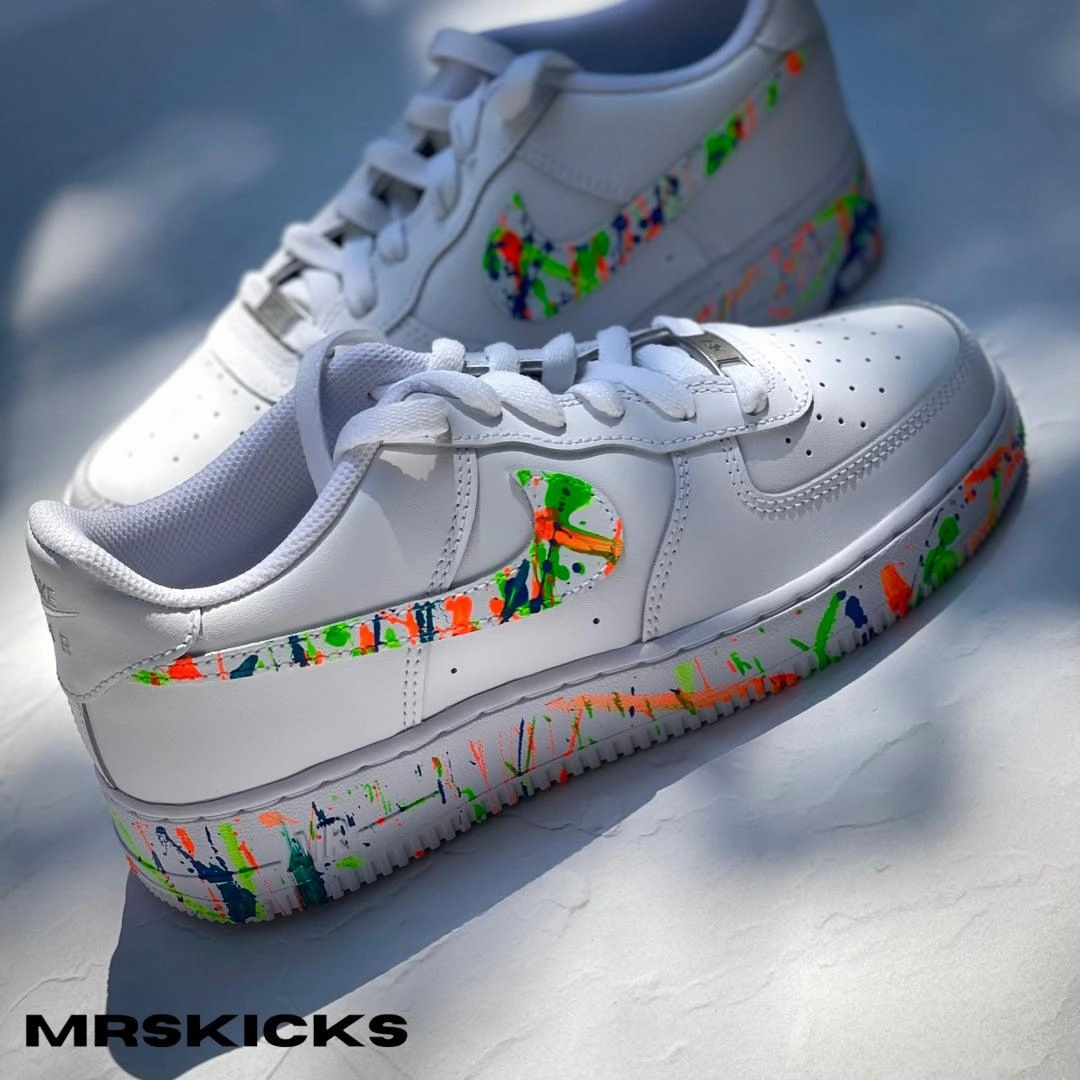 Quick Fit Breathable mesh Custom Neon Splash Airforce 1