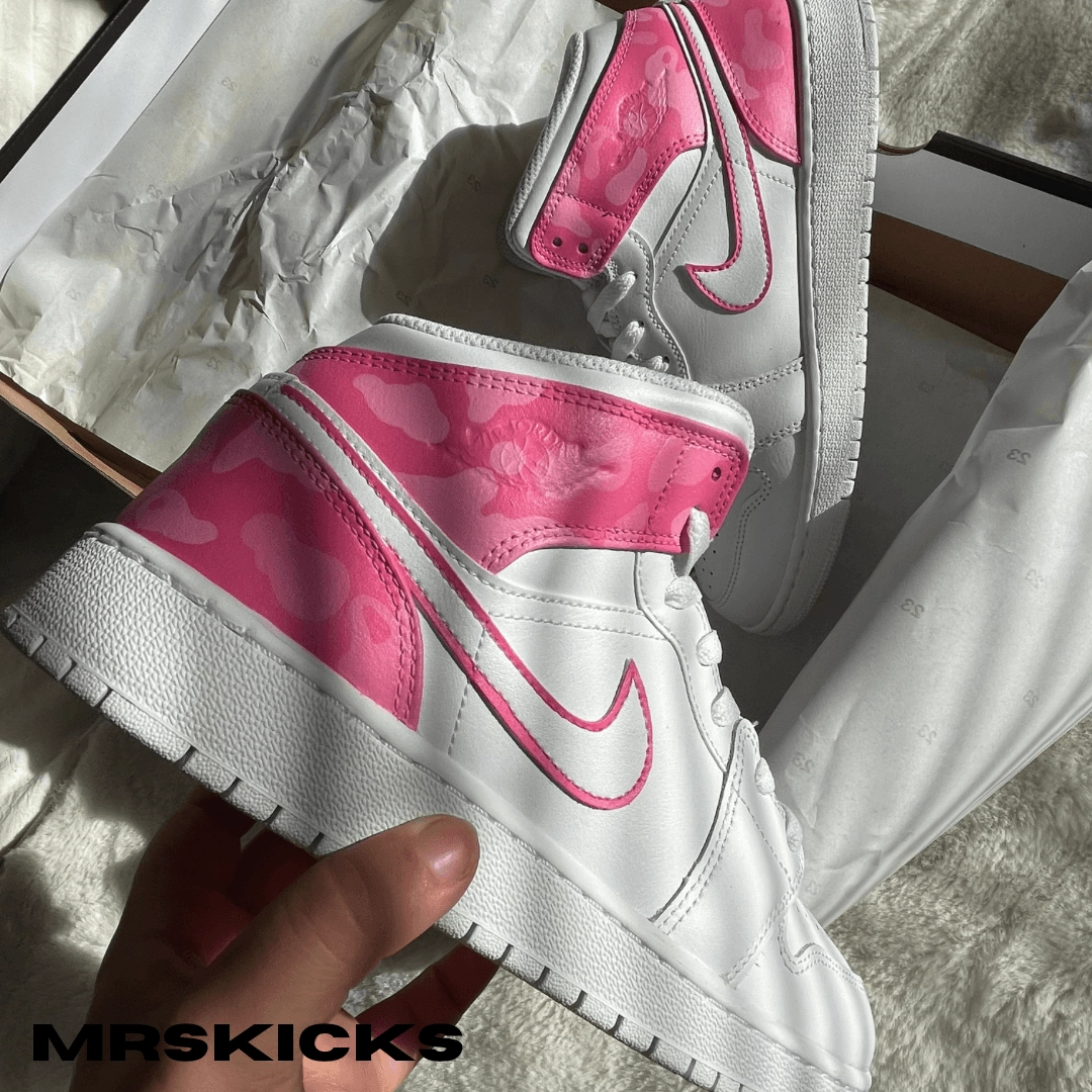 Custom Pink boba Jordan 1 construction Family Fit