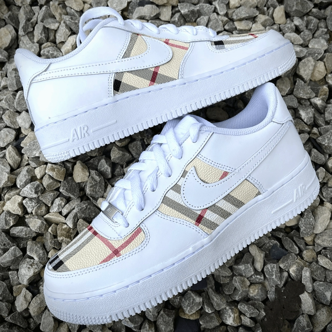 Custom Tartan Stripes Airforce 1 Ankle Support mesh construction