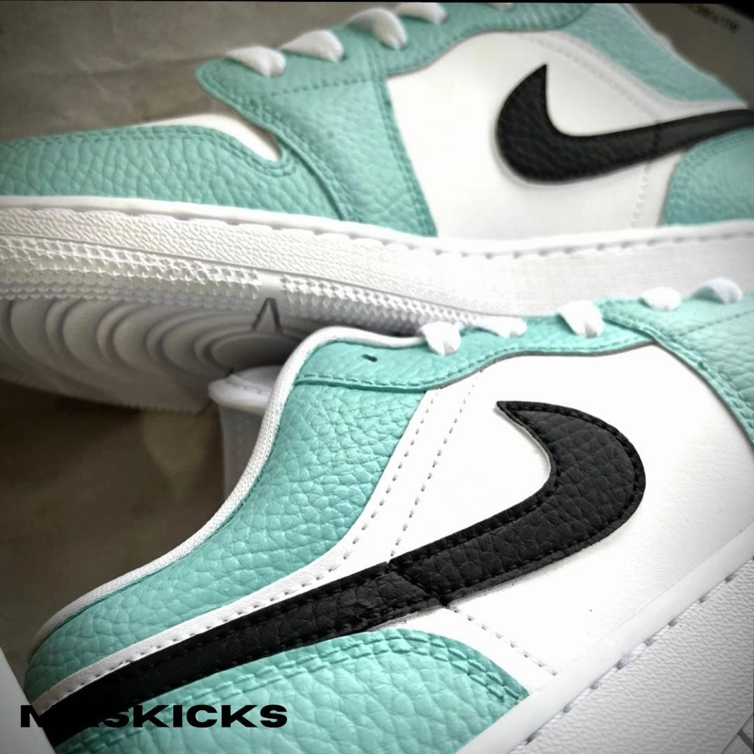 Smooth Soles Custom Teal Jordan 1 low