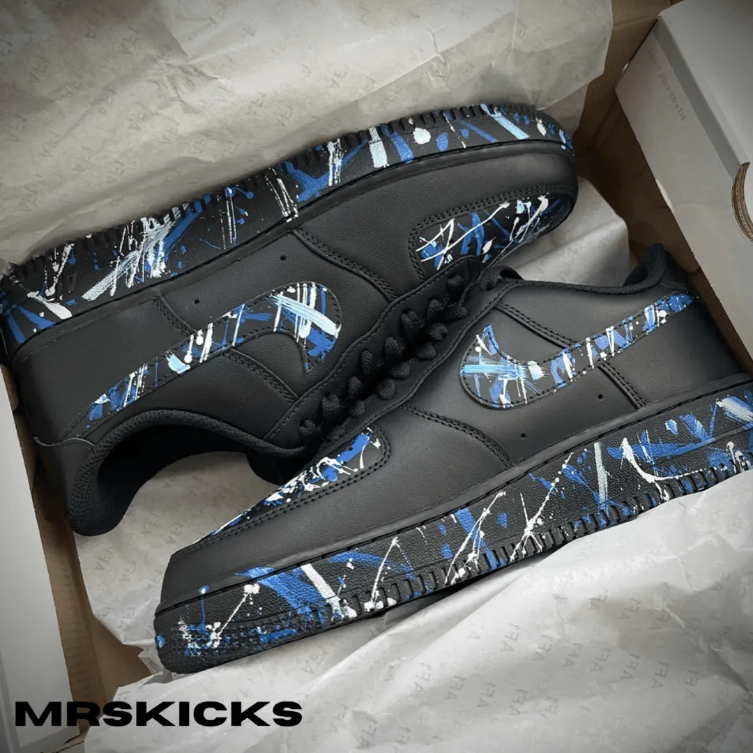 Custom Blue Splash Airforce 1 Boat Walk Toe Protection