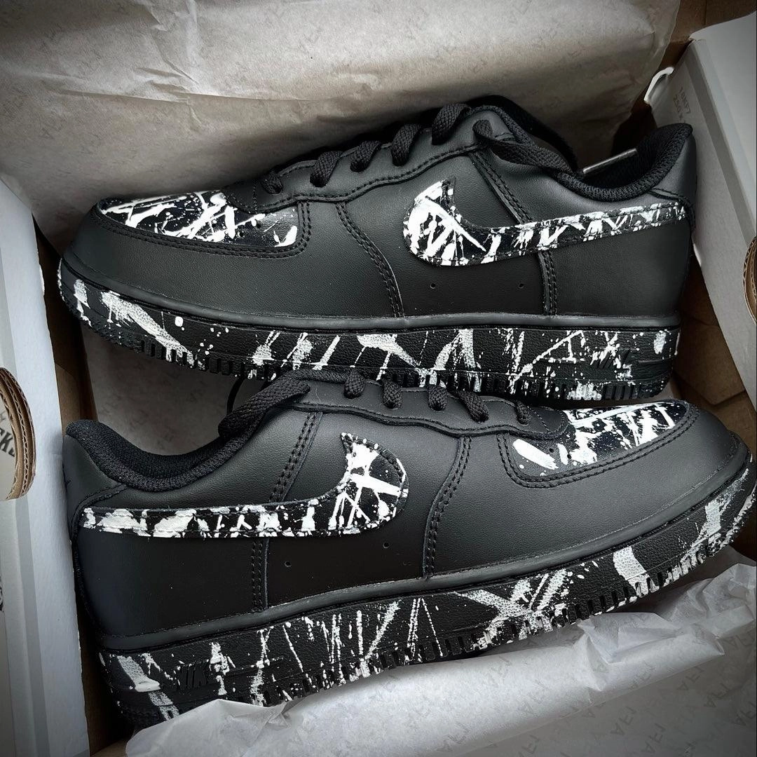 Custom Black & White Splatter Airforce 1 Dad Style Reinforced