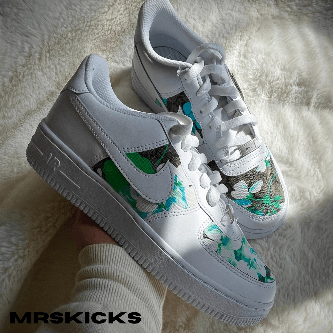Custom Blue GG Blossom Airforce 1 Comfort Ankle