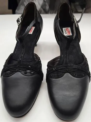 2" Samara -- Tango Shoe -- Black Leather/Black Suede Performance