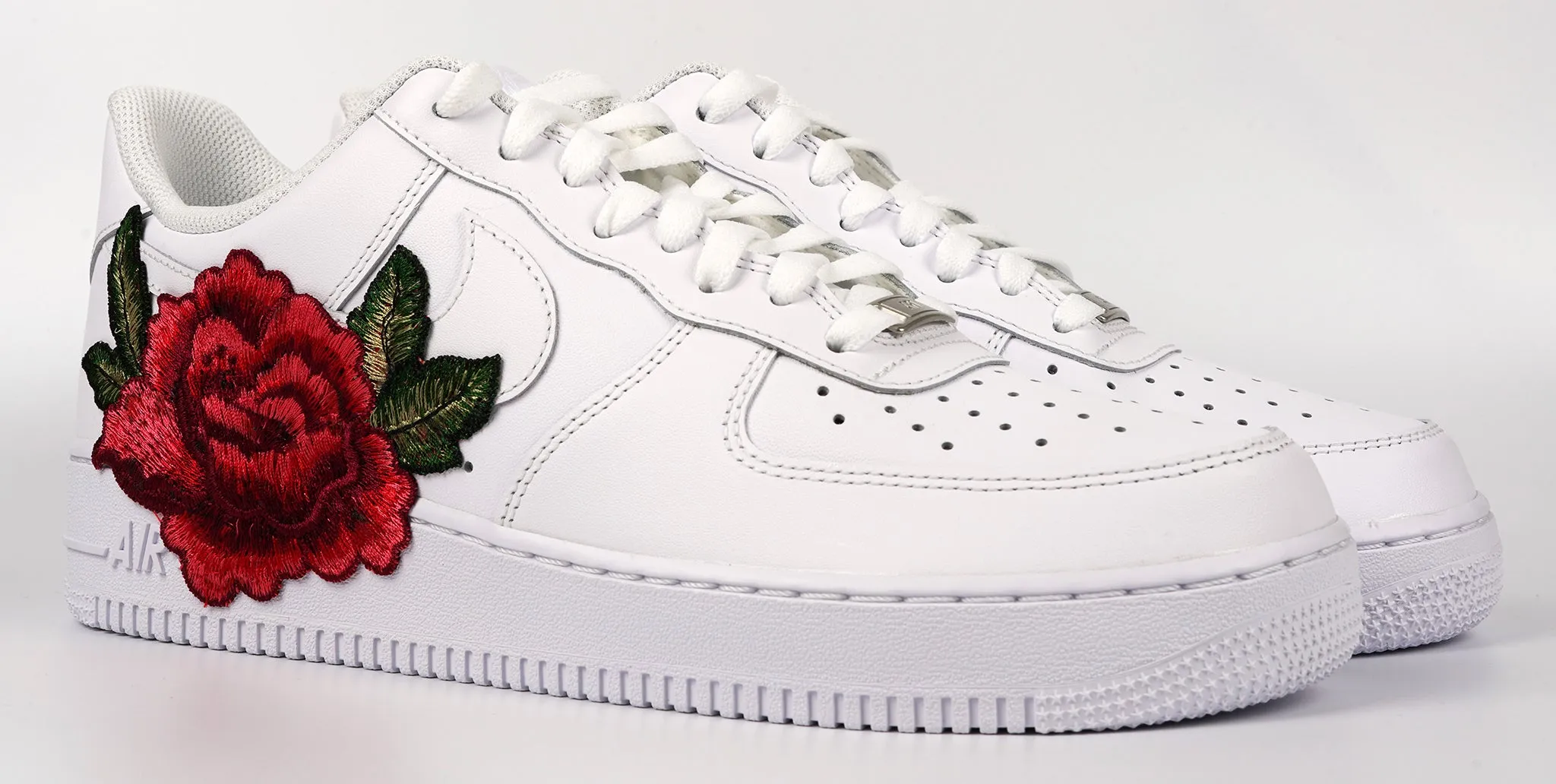 Fairy Step Air Force 1 Custom Low Red Rose Small Flower Floral White Custom Shoes Men Women & Kids All Sizes AF1 Sneakers