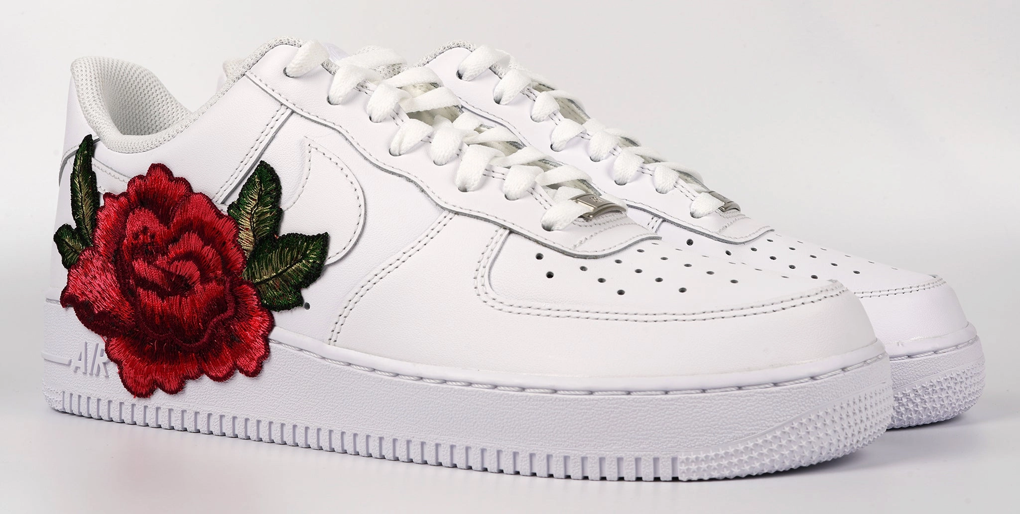 Fairy Step Air Force 1 Custom Low Red Rose Small Flower Floral White Custom Shoes Men Women & Kids All Sizes AF1 Sneakers