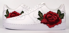 Air Force 1 Custom Low Red Rose Small Flower Floral White Custom Shoes Men Women & Kids All Sizes AF1 Sneakers World Walk