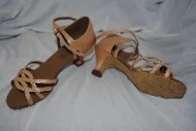 2.25" Adriana -- Wide Heel Latin Sandal -- Light Peach Stage Pop