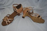 2.25" Adriana -- Wide Heel Latin Sandal -- Light Peach Stage Pop