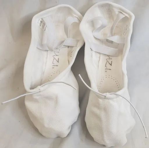 Wellesley -- Canvas Split Sole Ballet -- White Lace Up Style Street Glow