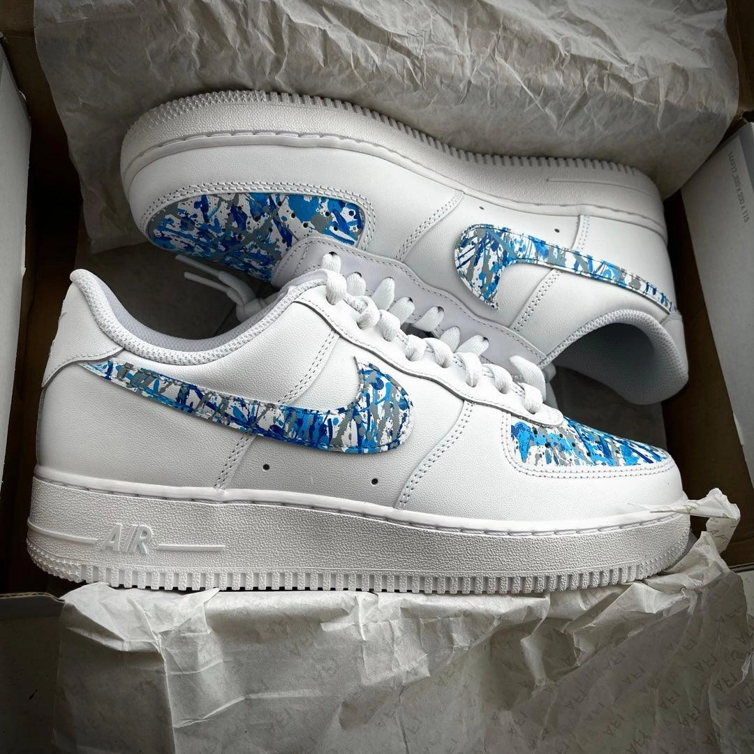 Custom Blue Rain Airforce 1 Clean Step Mesh Cool