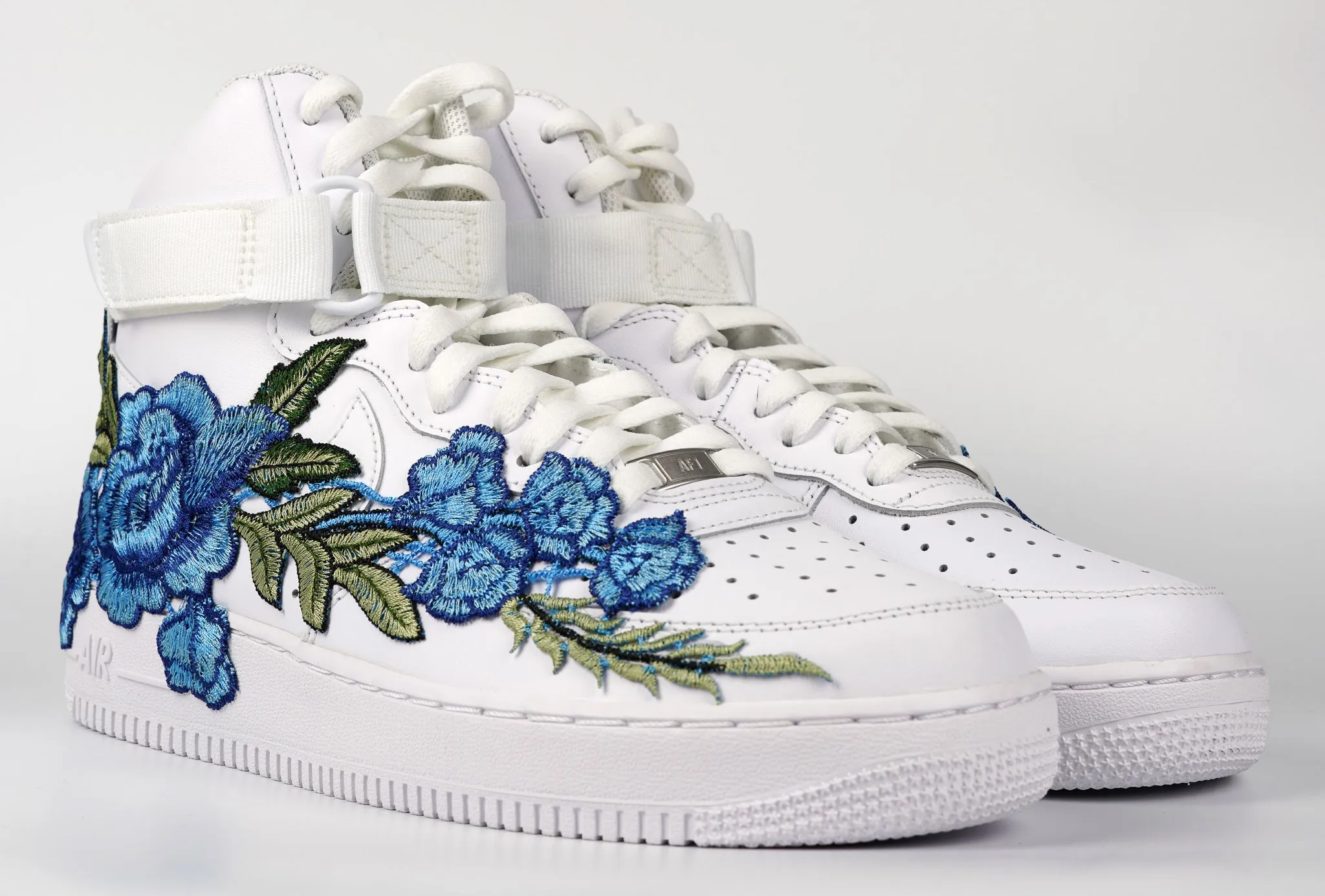 Air Force 1 Custom Shoes High Blue Rose Flower Floral White Men Women Kids All Sizes AF1 Sneakers Antique Glow Posture aid