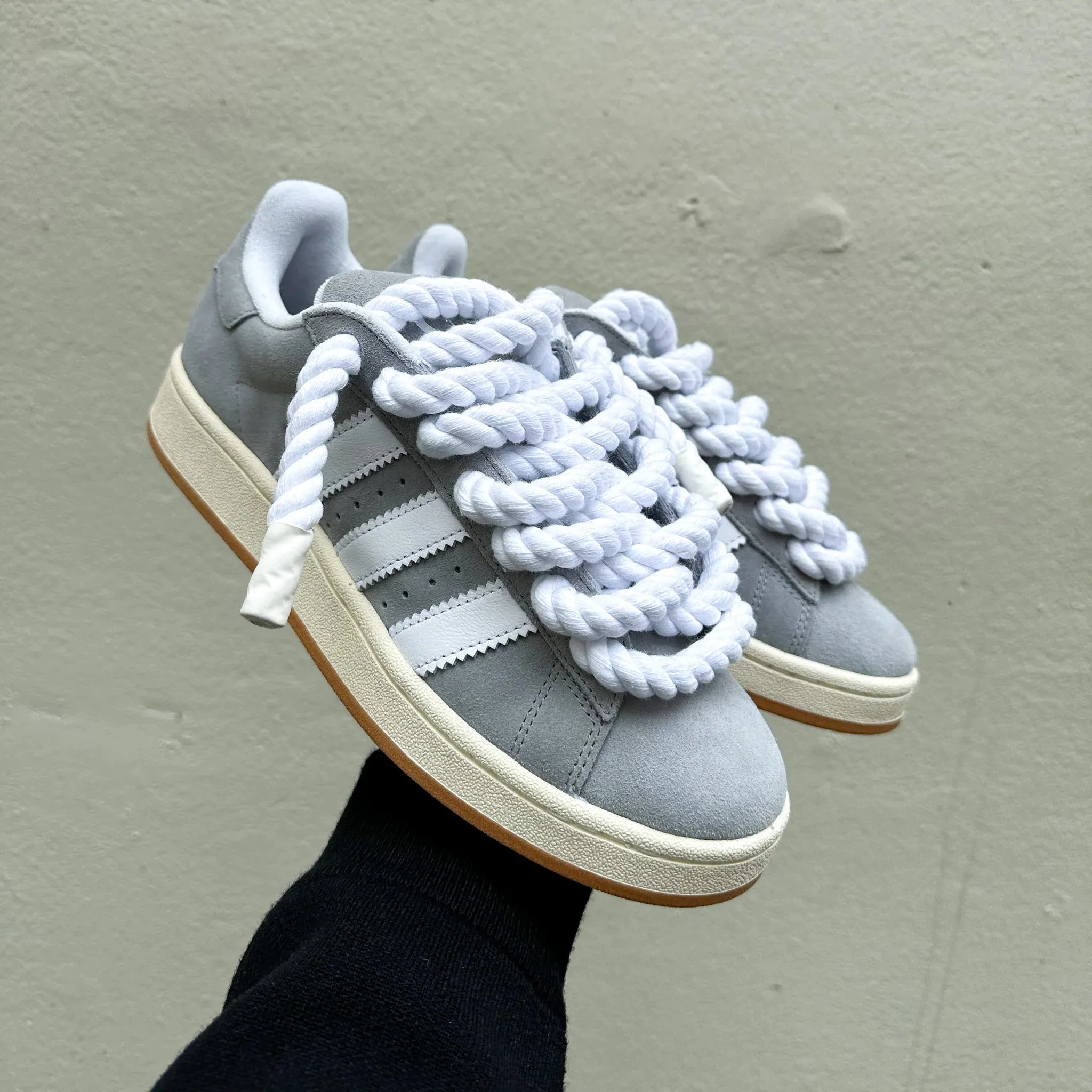 High Arch Adidas Campus 00s Grey "Rope Laces" White