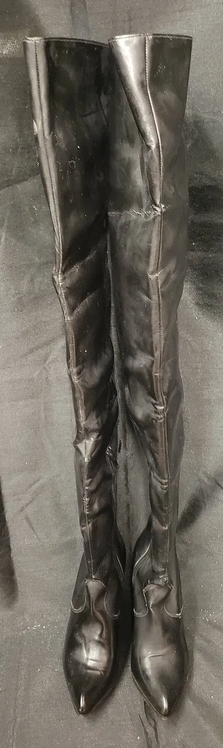 5" Cleo -- Women's Thigh High Platform Pull-On Boot -- Black Patent Business Summit