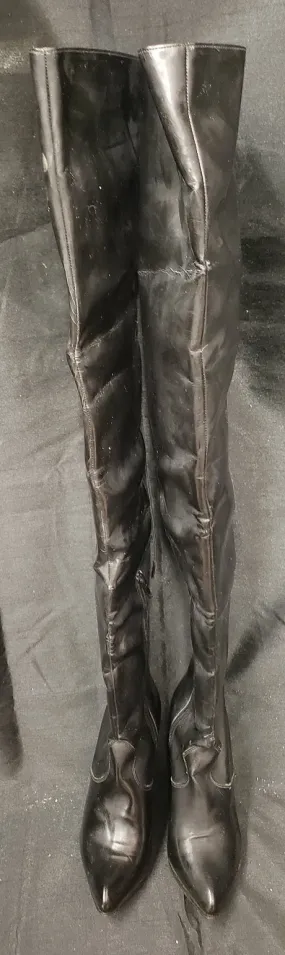 5" Cleo -- Women's Thigh High Platform Pull-On Boot -- Black Patent Business Summit