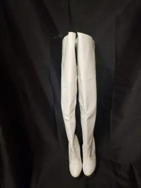 6" Zuri -- Women's Thigh High Platform Dress Boot -- White Patent/Clear Timeless Design Edge Shade