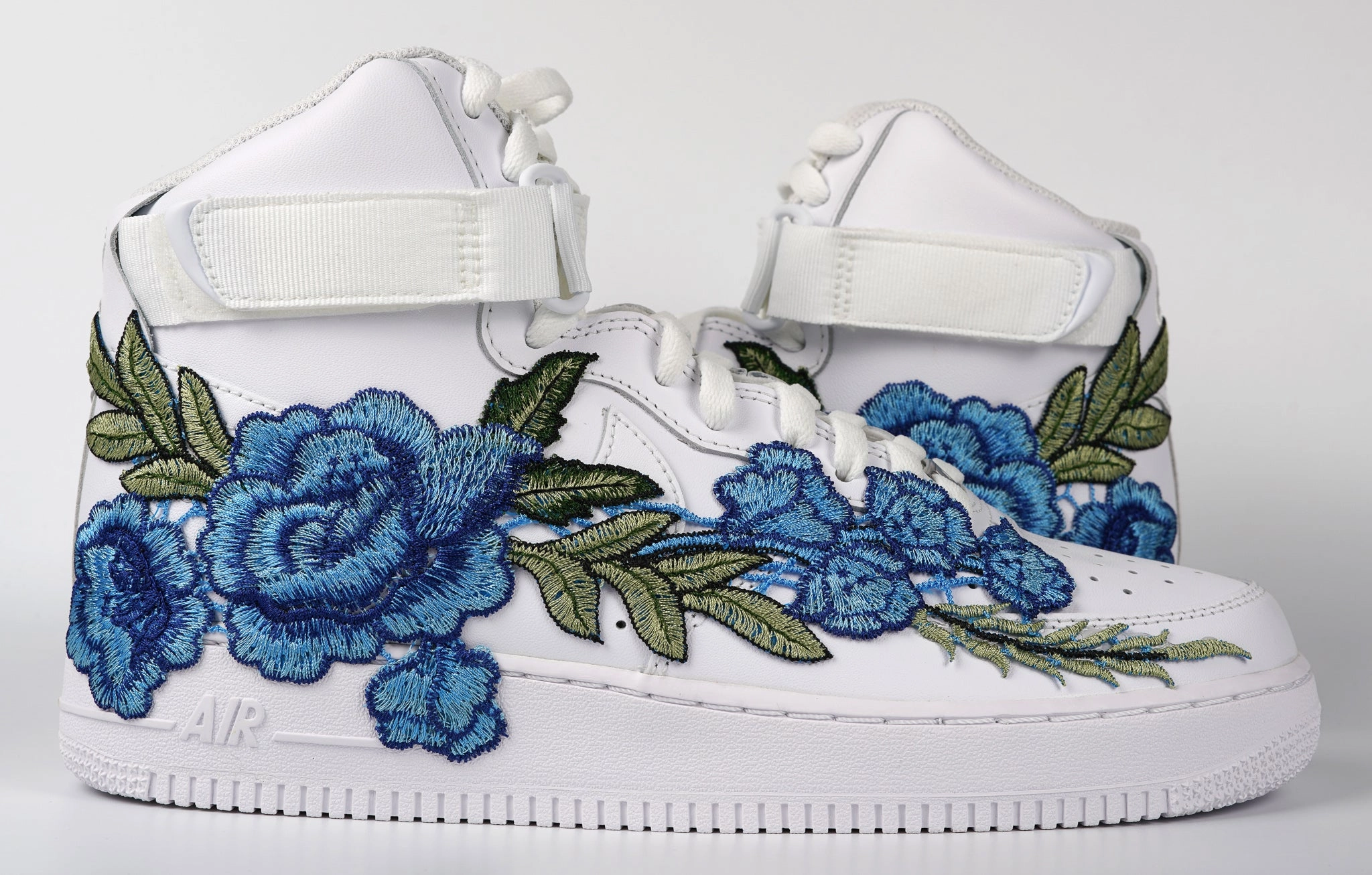 Air Force 1 Custom Shoes High Blue Rose Flower Floral White Men Women Kids All Sizes AF1 Sneakers AI Path