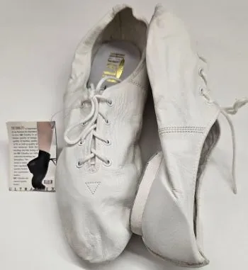 Kelly -- Split Sole Jazz Shoe, Suede Sole Patch -- White Mix Hue