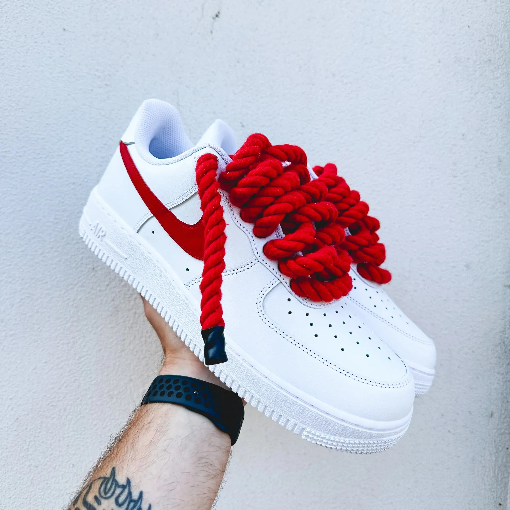 Step Light Energy Rise Nike Air Force 1 ??Matching Rope & Swoosh" Red
