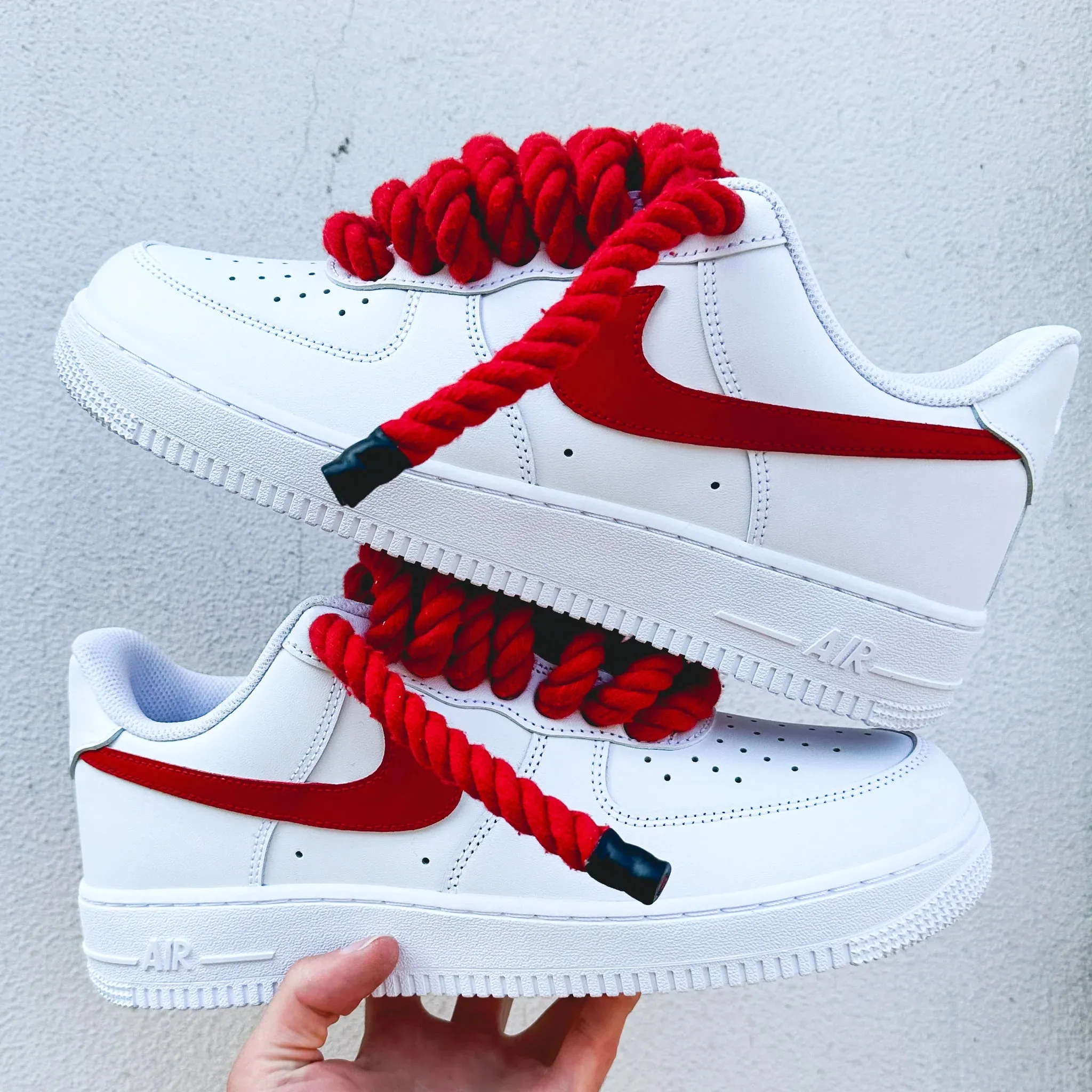 Nike Air Force 1 ??Matching Rope & Swoosh" Red Family Fit Secure