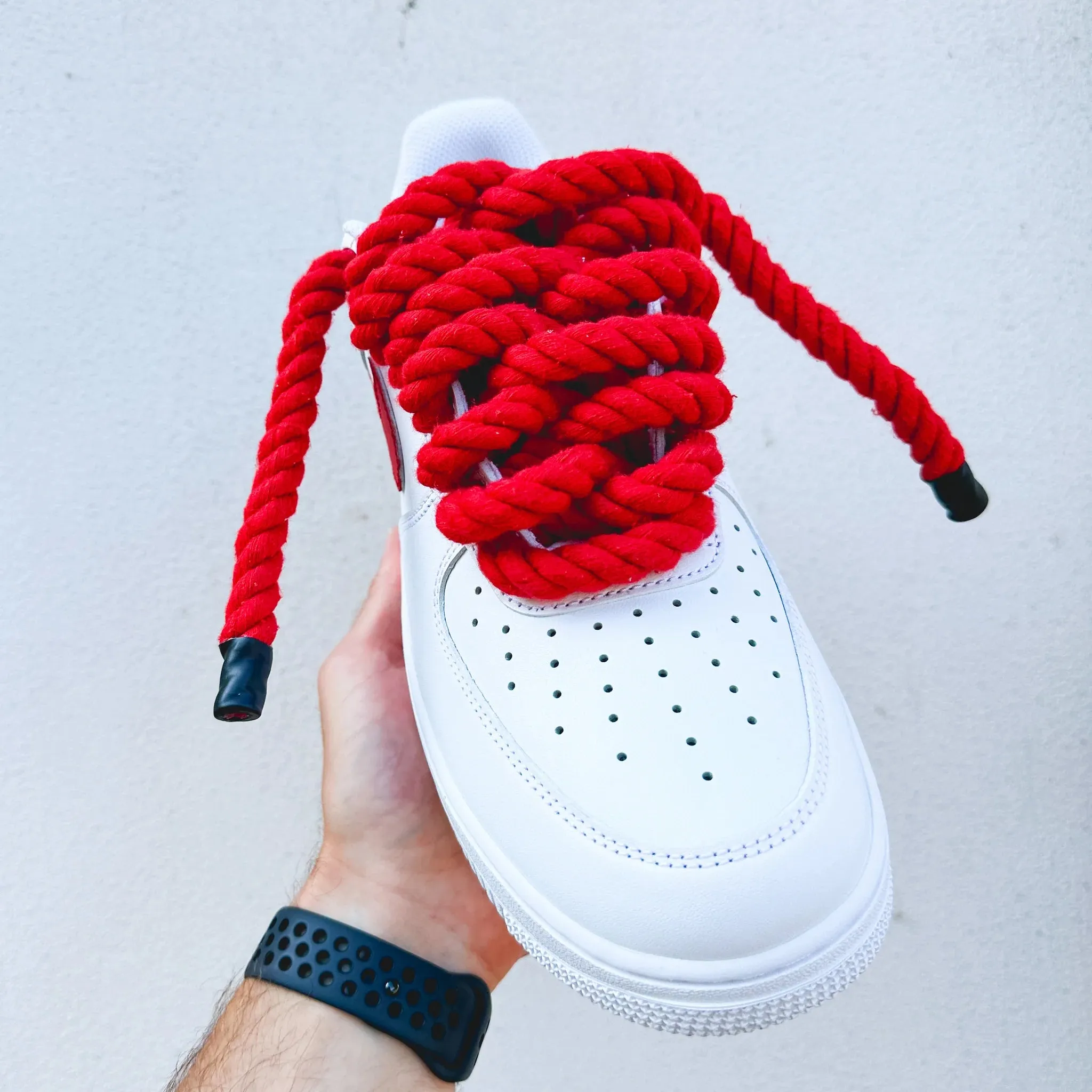 Nike Air Force 1 ??Matching Rope & Swoosh" Red Dad Style
