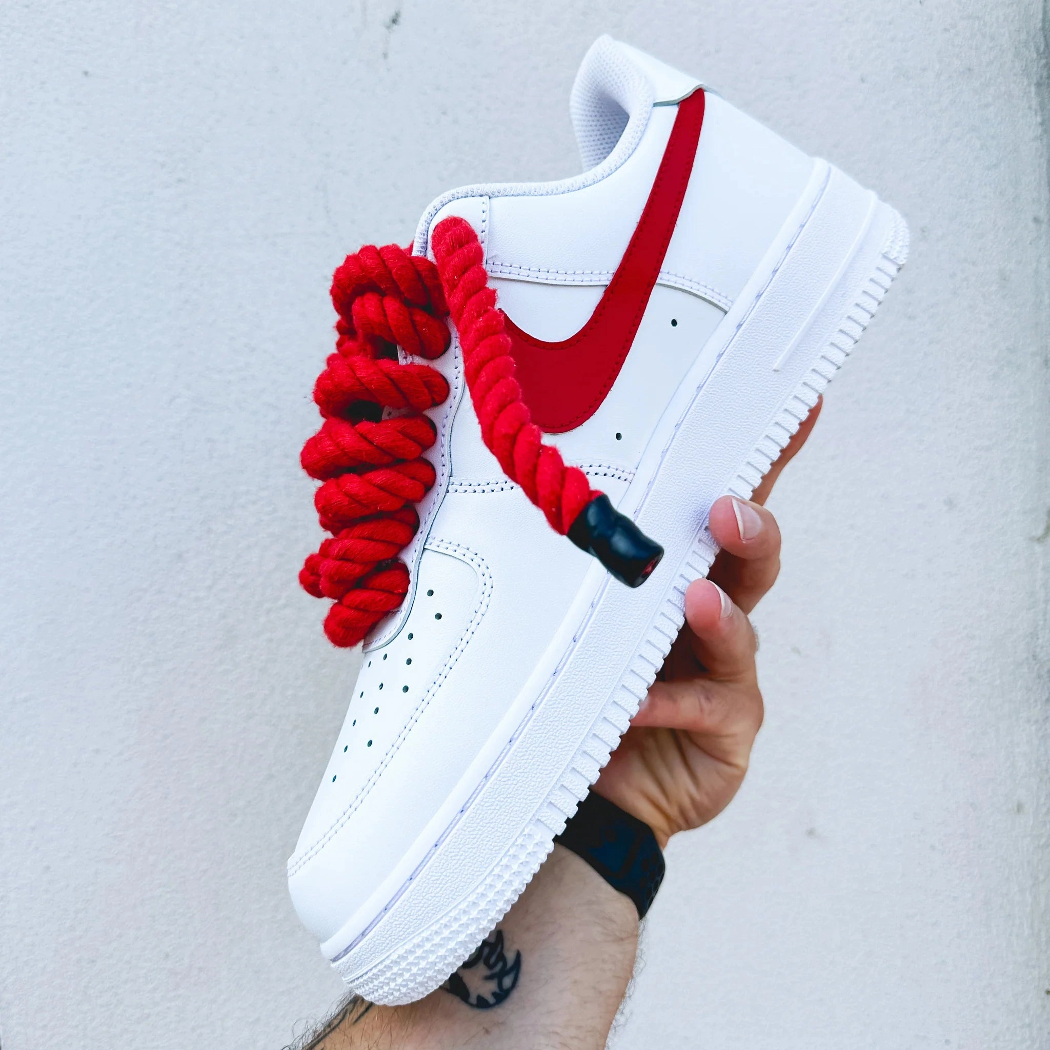 Kids Play Nike Air Force 1 ??Matching Rope & Swoosh" Red