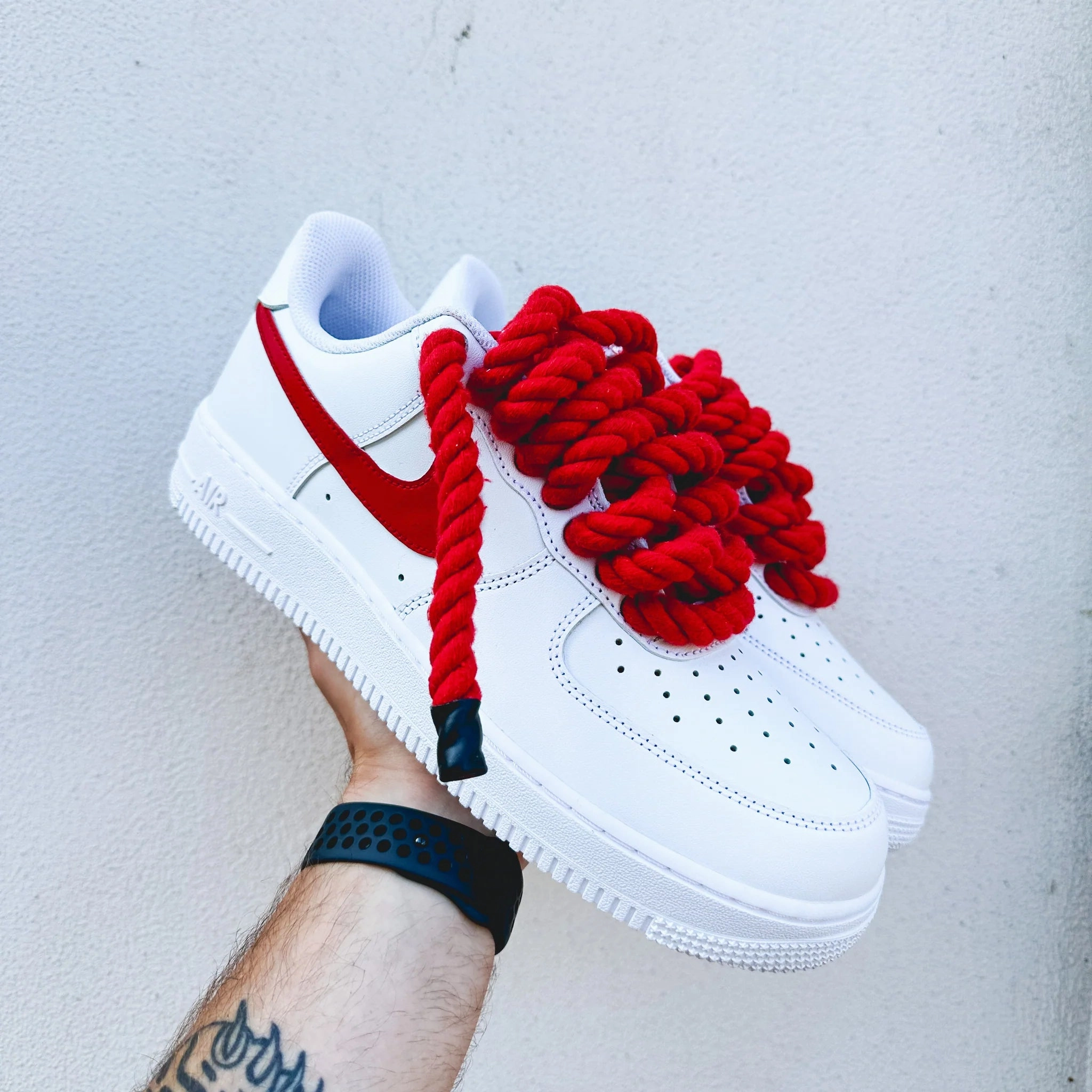 Step Light Energy Rise Nike Air Force 1 ??Matching Rope & Swoosh" Red
