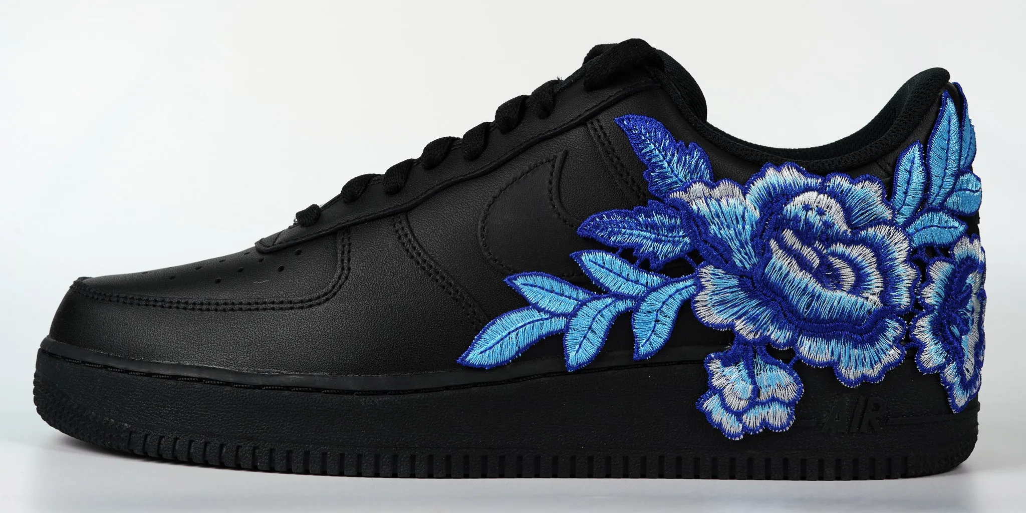 Free Pace Cold Guard Air Force 1 Custom Shoes Black Rose Blue Flower Floral Low Men Women Kids All Sizes AF1 Sneakers