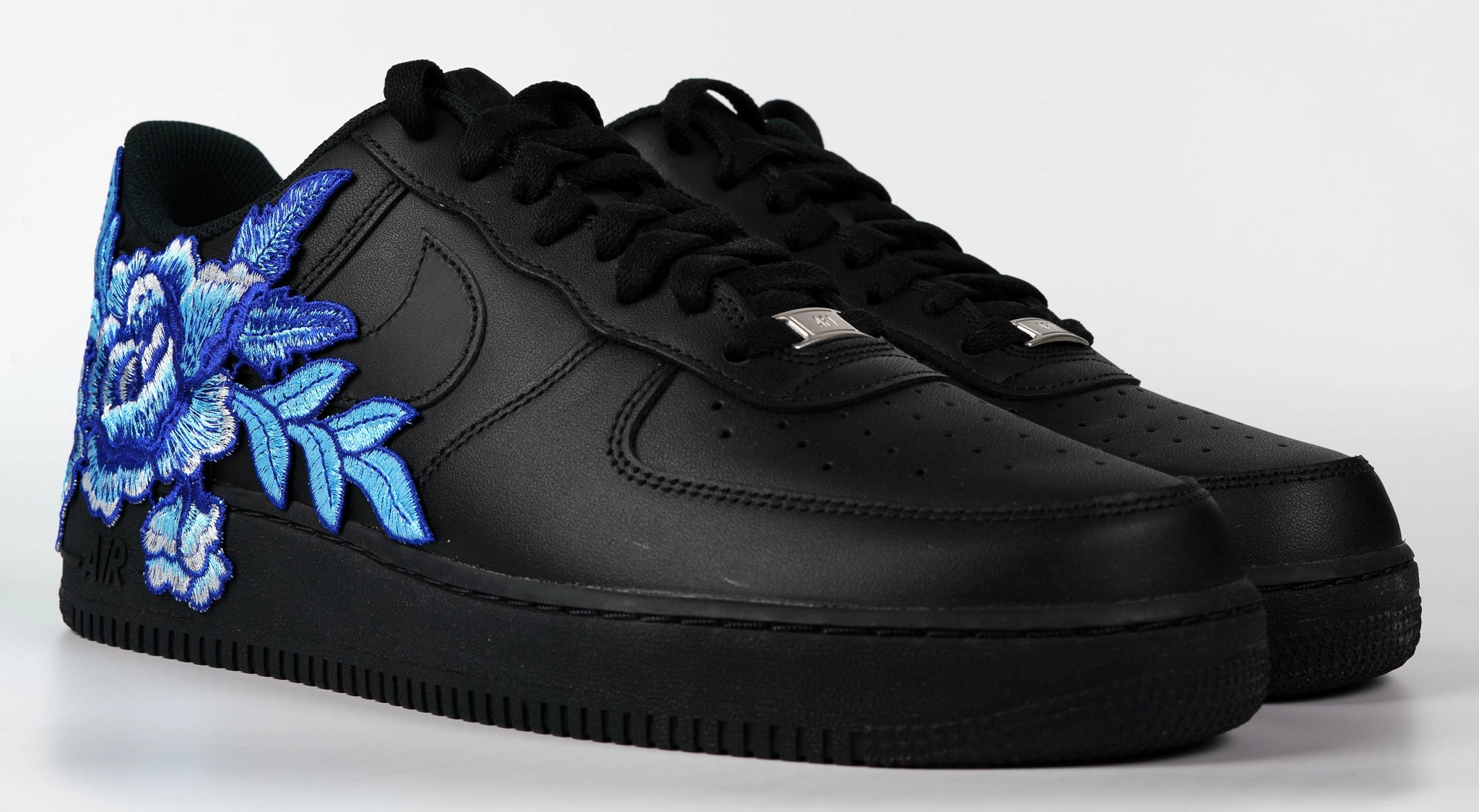 Garden Walk Air Force 1 Custom Shoes Black Rose Blue Flower Floral Low Men Women Kids All Sizes AF1 Sneakers