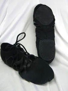 Dream -- Canvas Split Sole Jazz Shoe, Suede Sole -- Black Dream Path