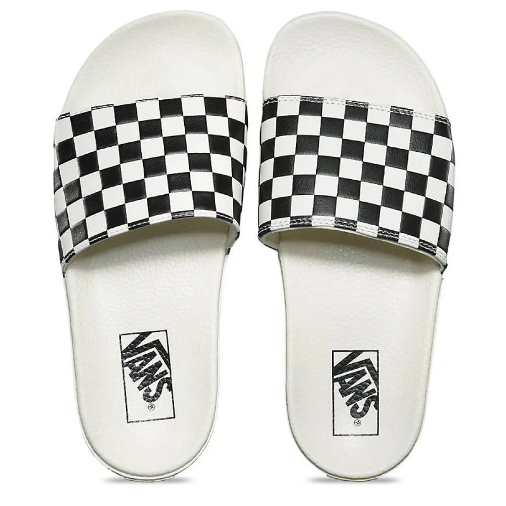 Vans Women's Slide-On in Checkerboard White/Black Synthetic Upper Dinner Look