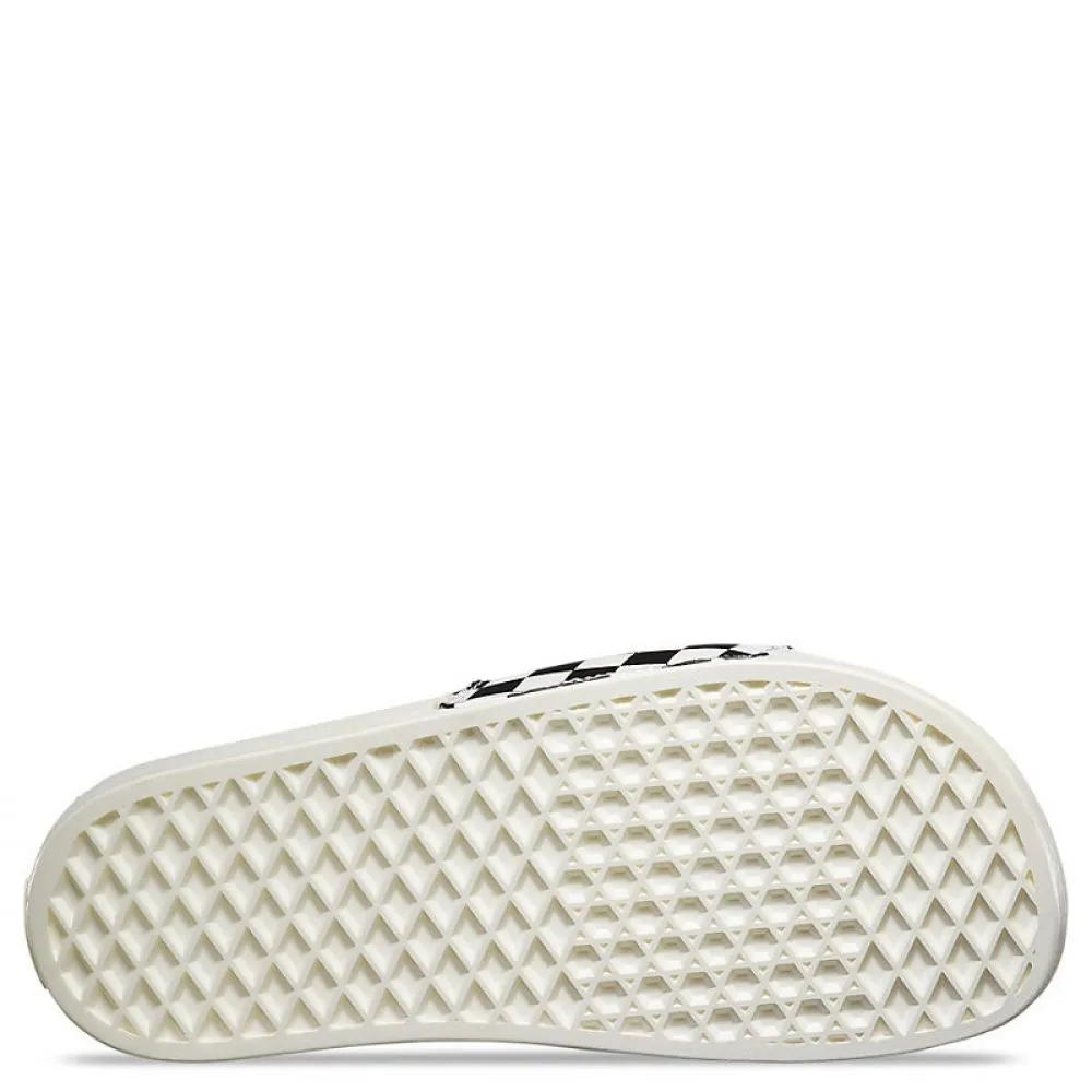 Durable outsole Vans Women's Slide-On in Checkerboard White/Black