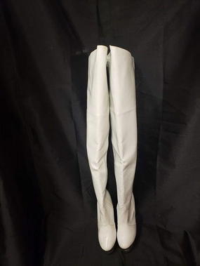 6" Zuri -- Women's Thigh High Platform Dress Boot -- White Patent/Clear Non Shade