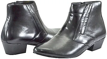 Breathable Support Wide toe box Gabriel -- Men's Cuban Heel Dress Boot -- Black