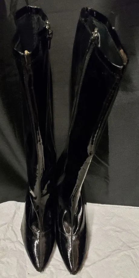 5" Margot -- Women's Knee Length Dress Boot -- Black Patent Eye Draw Full Grain Leather