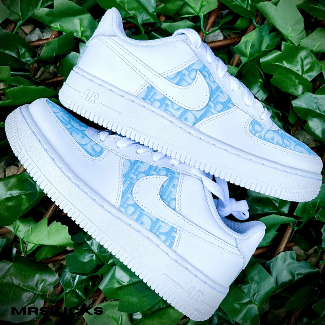 Custom Baby Blue CD Airforce 1 Cotton Touch