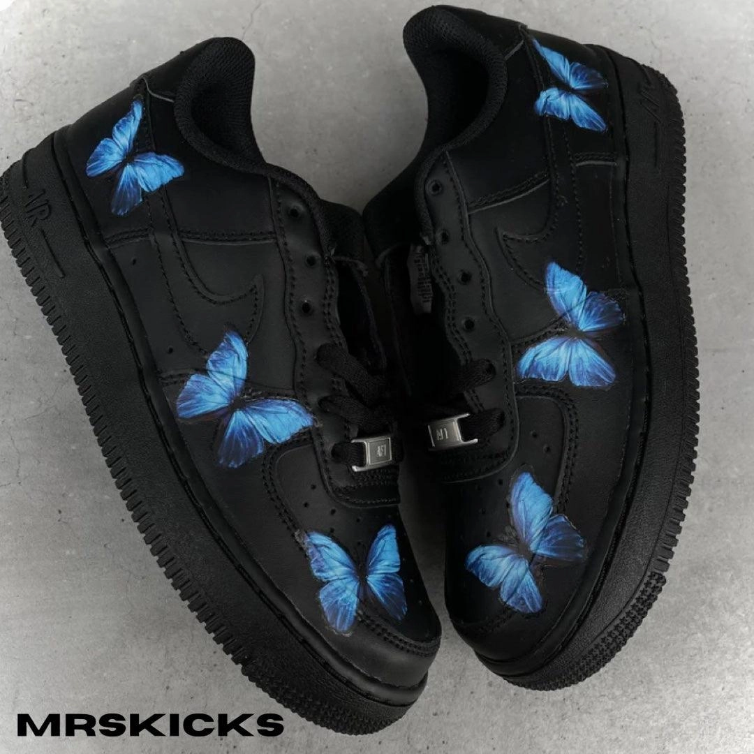 Custom Black Butterfly Airforce 1 Cushioned Black Edge