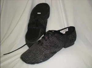 Glitter -- Canvas Split Sole Jazz Shoe, Suede Sole -- Black Daily Comfort Soft Land
