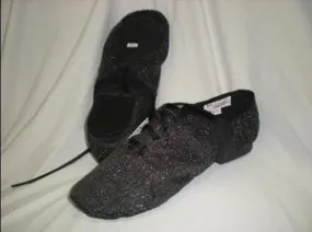 Galaxy Tone Travel Must Glitter -- Canvas Split Sole Jazz Shoe, Suede Sole -- Black