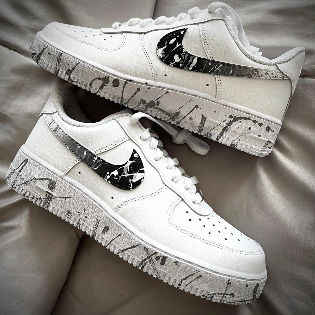 Custom Ombre Splatter Airforce 1 Park Step Silver Shine