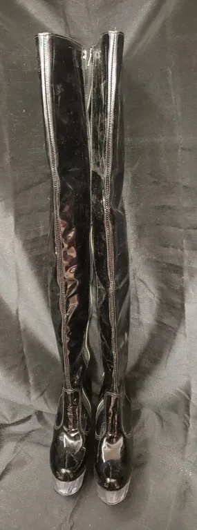 6" Kinley -- Women's Platform Dress Boot -- Blk Patent/Clear subtle style Guest Perfect