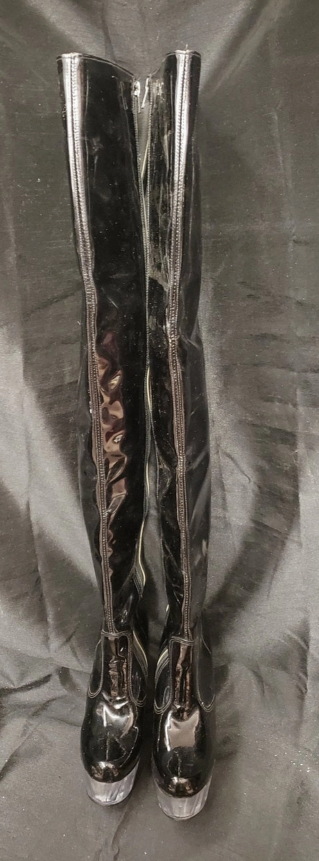 6" Kinley -- Women's Platform Dress Boot -- Blk Patent/Clear Adjustable buckle Comfortable Wear