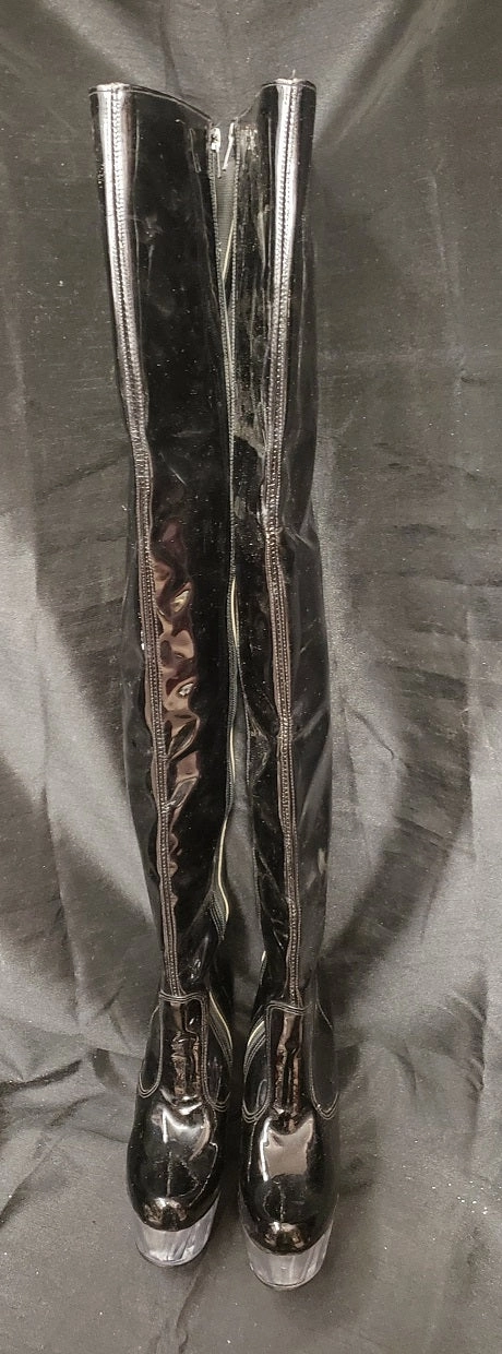 6" Kinley -- Women's Platform Dress Boot -- Blk Patent/Clear subtle style Guest Perfect