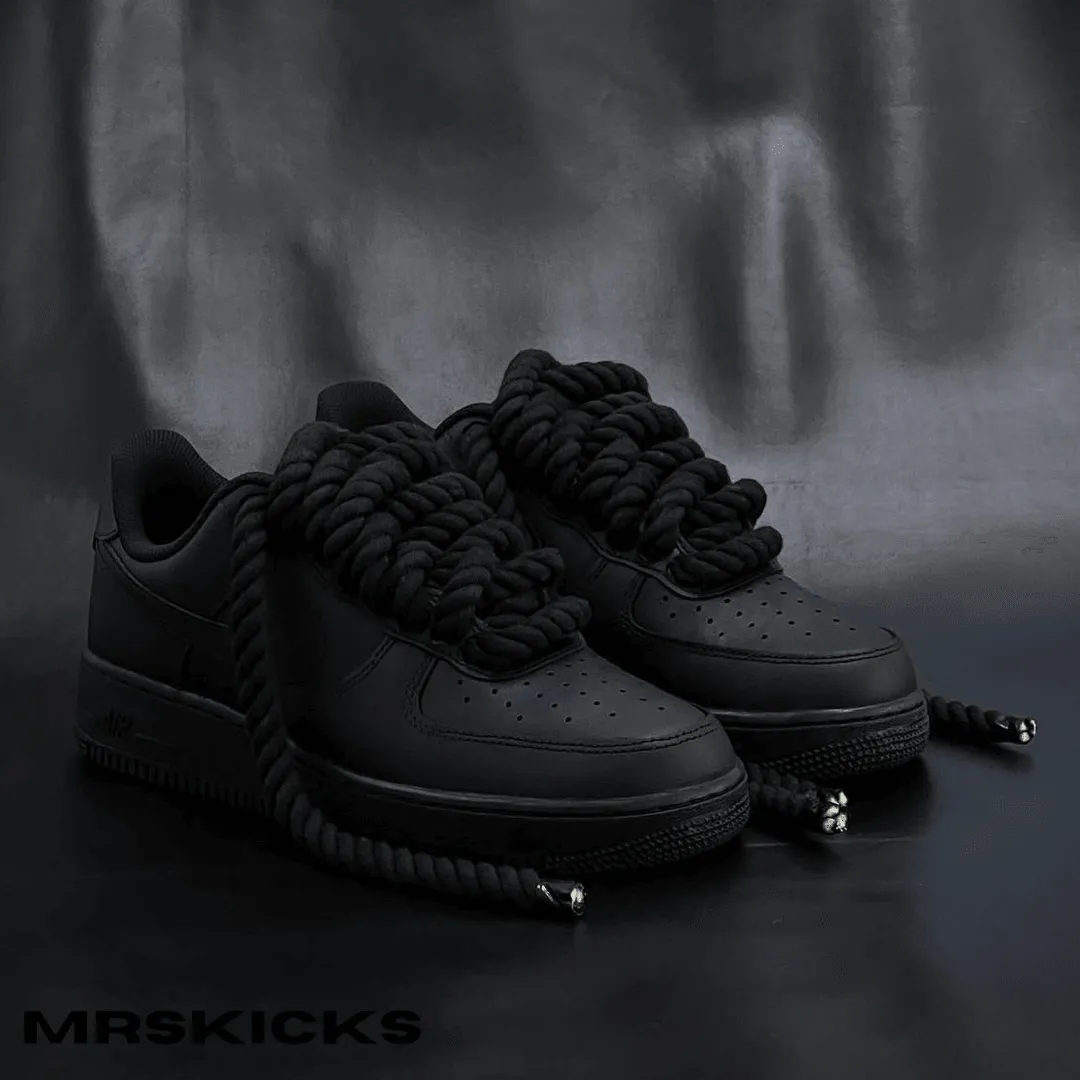 Durable Material Custom Triple Black Rope Airforce 1