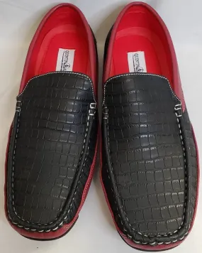 Air Move Noah -- Men's Moccasin Casual Slip-on -- Black/Red