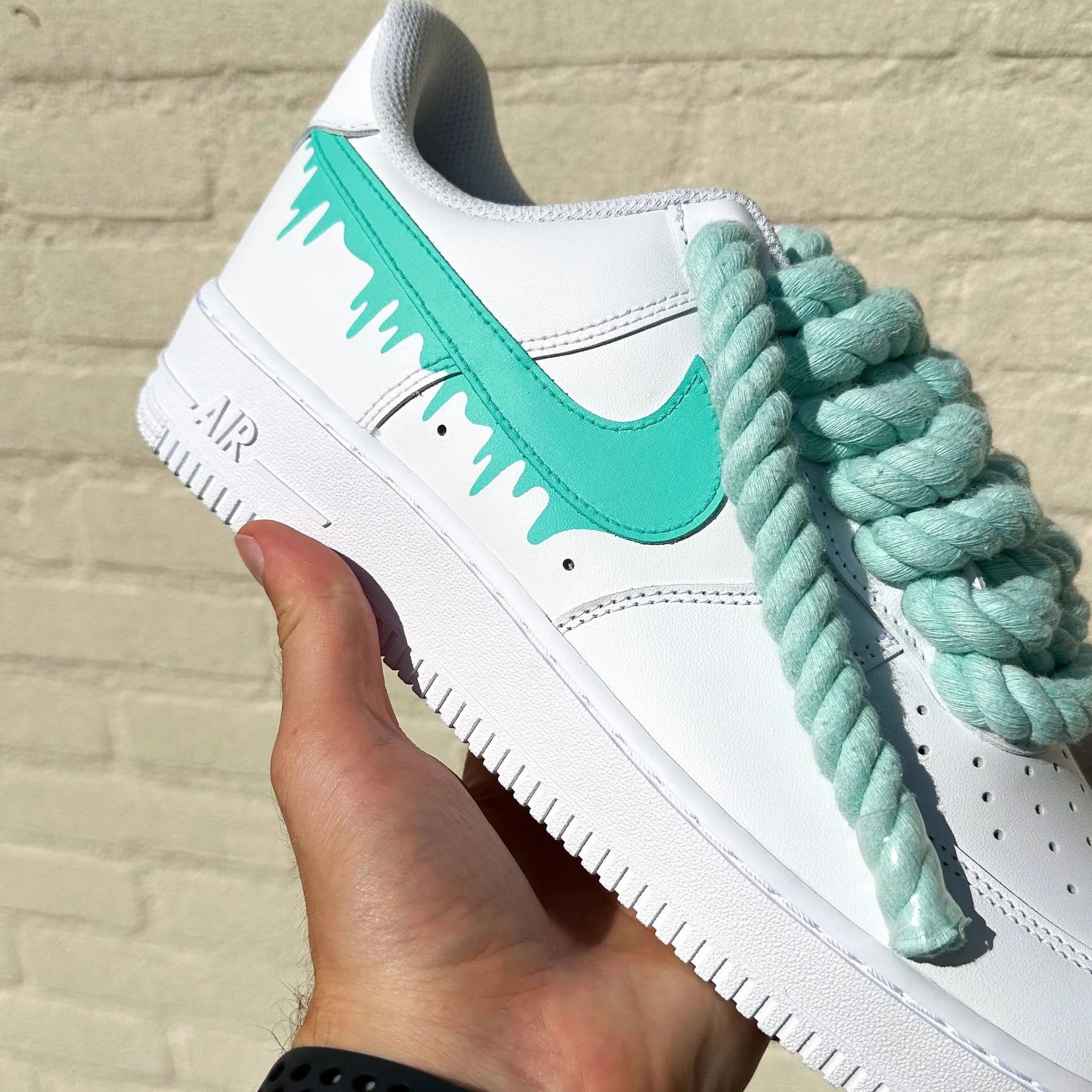 Nike Air Force 1 ??Drippy Rope Laces" Turquoise Shockproof