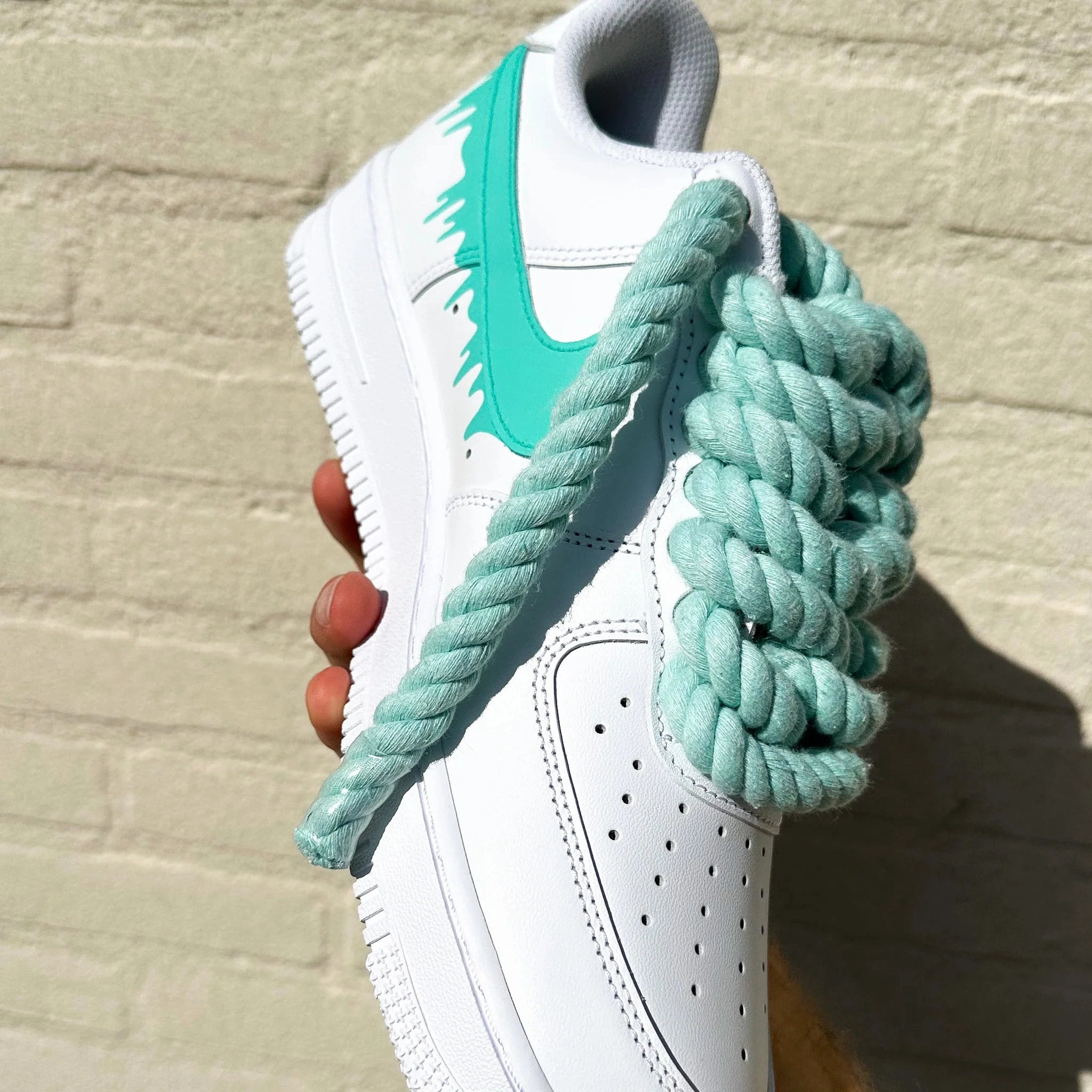 Padded Soft Move Nike Air Force 1 ??Drippy Rope Laces" Turquoise