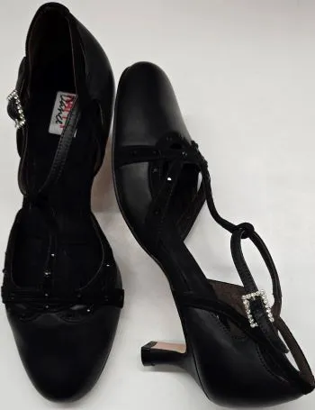 2" Samara -- Tango Shoe -- Black Leather/Black Suede Wind Block